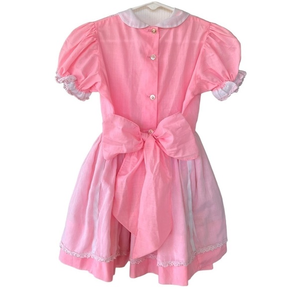 Vintage Betty Oden Full Circle Rosette Lace Party Pageant Dress Bubble Gum Pink - Picture 4 of 16